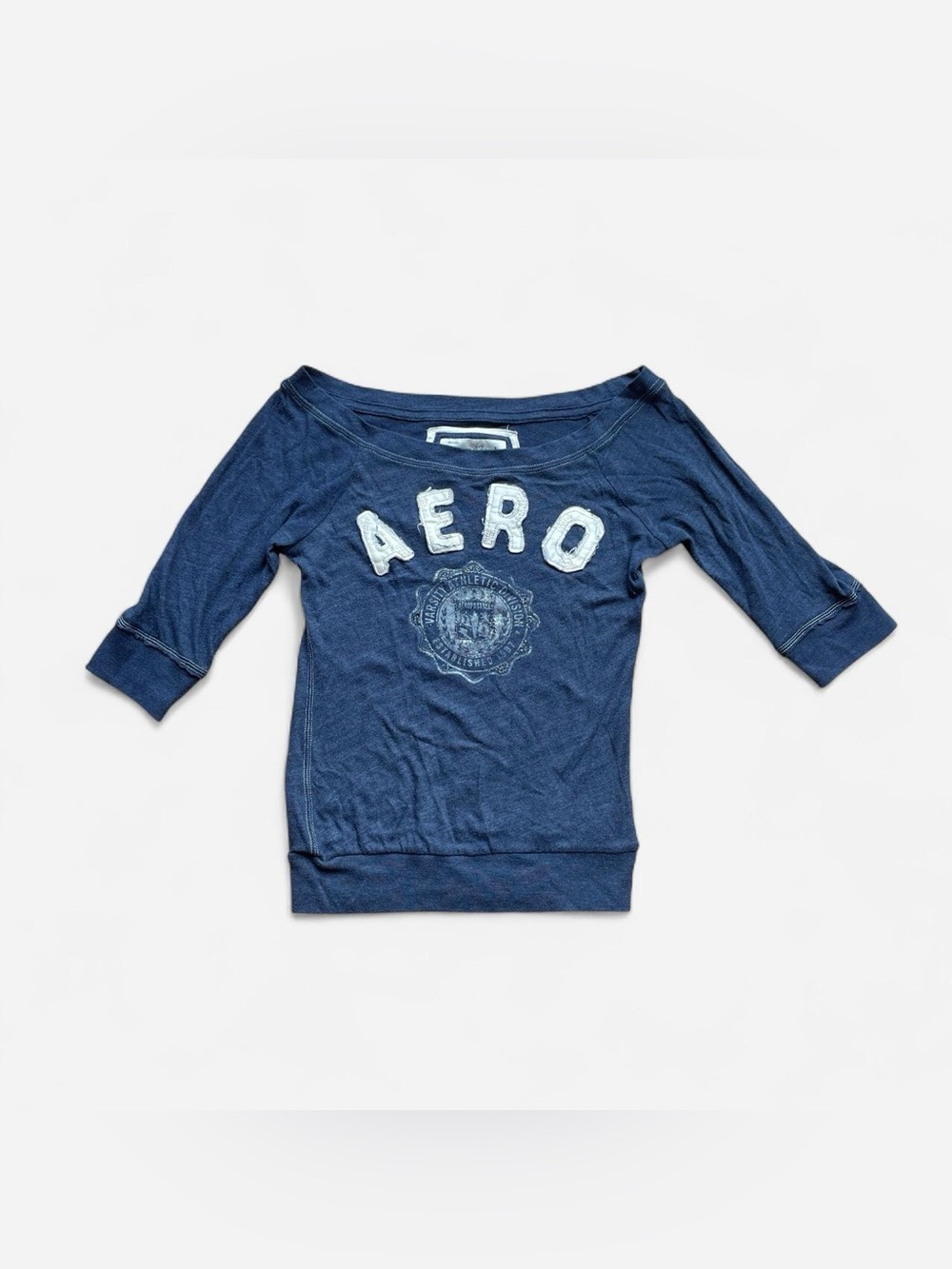 Aeropostale navy blue off the shoulder cotton shirt